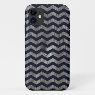 Wood navy blue chevron zig zag zigzag pattern iPhone 11 case