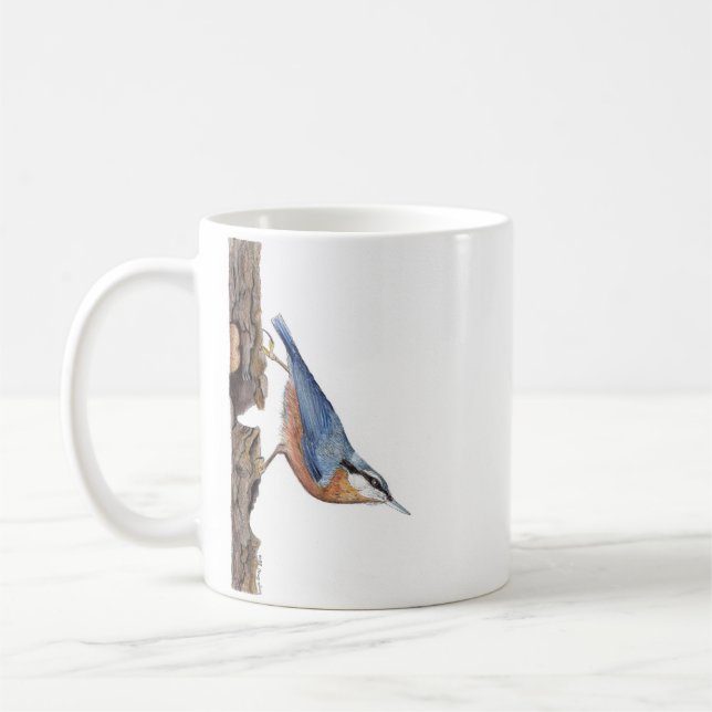 Wood Nuthatch Bird (Sitta Europaea) Mug (Left)
