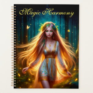 Wood nymph fairy girl gold bright forest floral planner