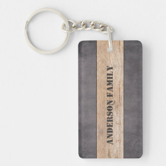 Wood on Dark Background, Family Name Key Ring