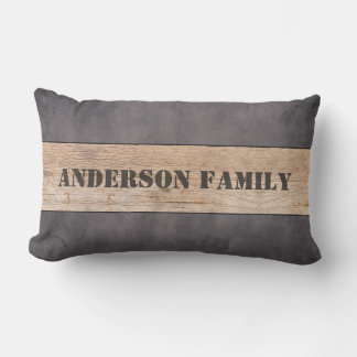 Wood on Dark Background, Family Name Lumbar Cushion