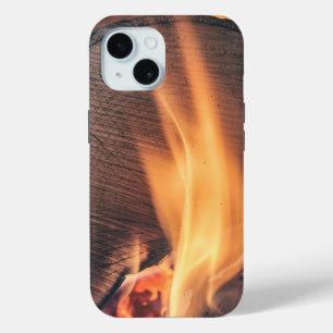 Wood on fire iPhone 15 case