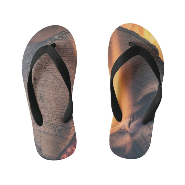 Wood on fire kid's jandals (Footbed)