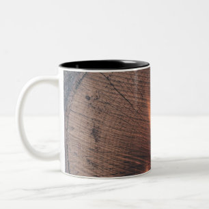 Wood on fire Two-Tone coffee mug
