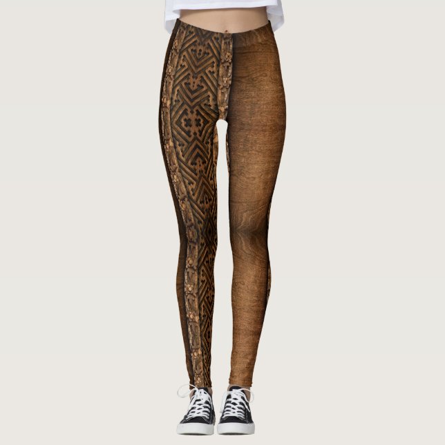 Wood Ornament - Power Yoga Leggings (Front)