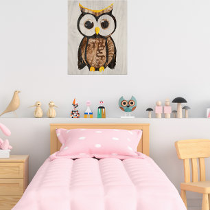 Wood - Owl with big eyes Poster