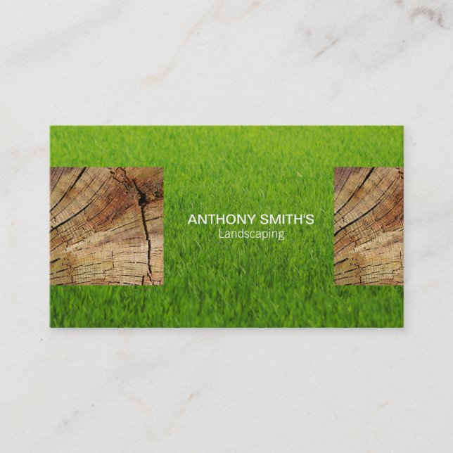 Wood Panel and Cut Grass Business Card (Front)