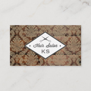 Wood Panel Damask   Barber Business Card