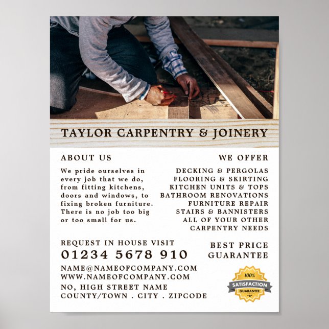 Wood Panels, Carpentry, Carpenter Advertising Poster (Front)