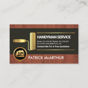 Wood Panels Gold Paint Brush Handyman Painter Business Card