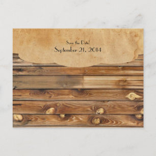 Wood Parchment Rustic Country Save the Date Announcement Postcard