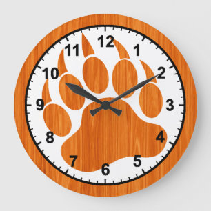 Wood Pattern Bear Paw Large Clock