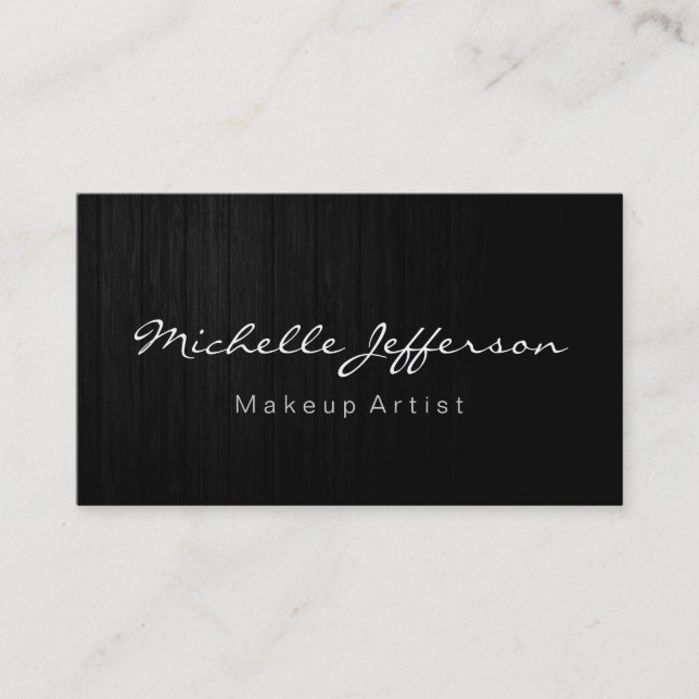 Wood Pattern Makeup Artist Script Business Card (Front)