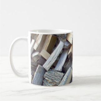 wood pile coffee mug