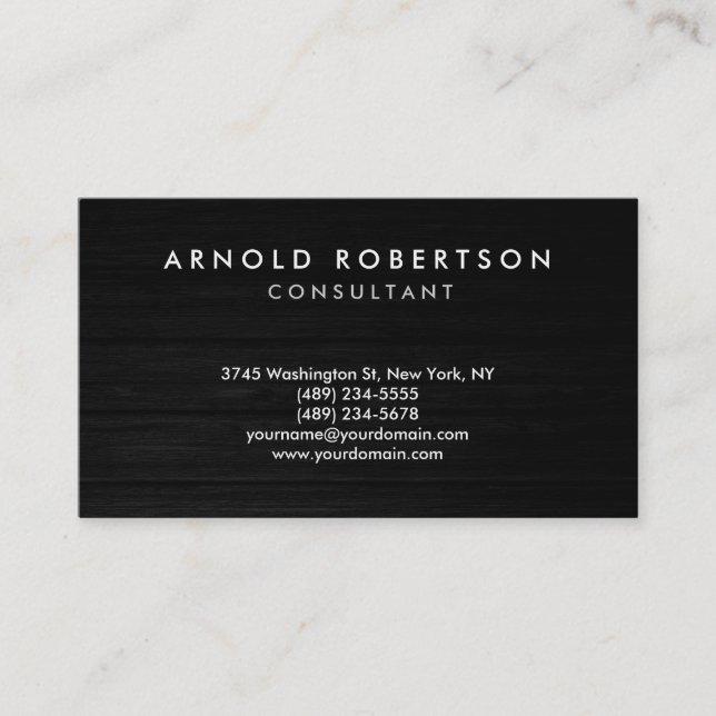 Wood Plain Grey Professional Business Card (Front)