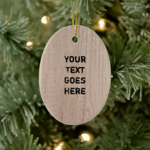 Wood Plank Board Look Distressed Text Template Ceramic Tree Decoration