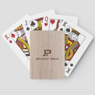 Wood Plank Board Look Monogram Custom Template Playing Cards