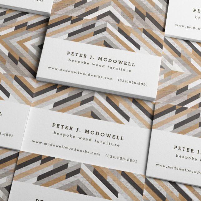 Wood Plank Collage Professional Business Card (Wood plank mosaic business card for wood worker or craftsman)