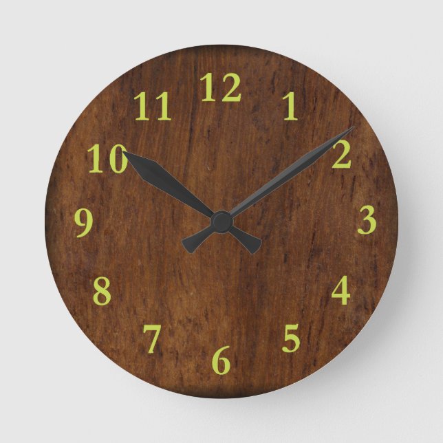 Wood Plank Plain Texture Lumber Round Clock (Front)