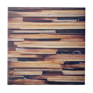 Wood planks design brown tile