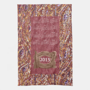 Wood planks pointillism 2015 calendar tea towel