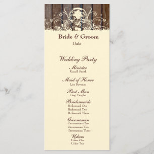 Wood Planks Shabby Lace Wedding Program Programme