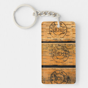 Wood Planks Stamped with "Made in USA" Key Ring