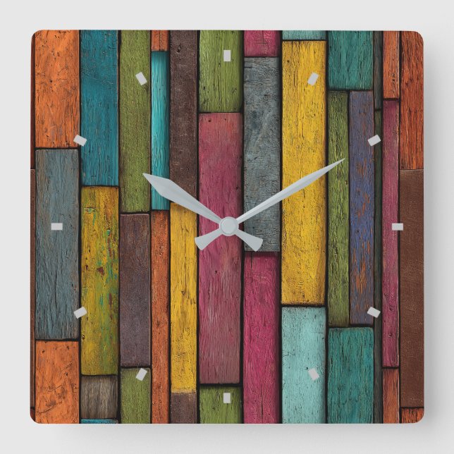 Wood Planks Wall Clock (Front)