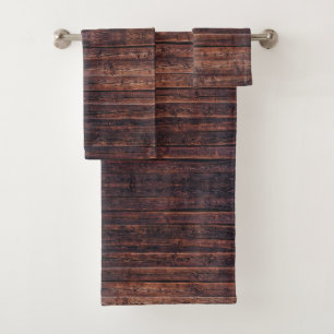 Wood Planks With Grain Details Closeup Photo Image Bath Towel Set
