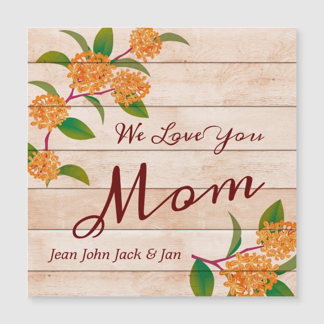 Wood Planks With Orange Flowers For Mum (Front)