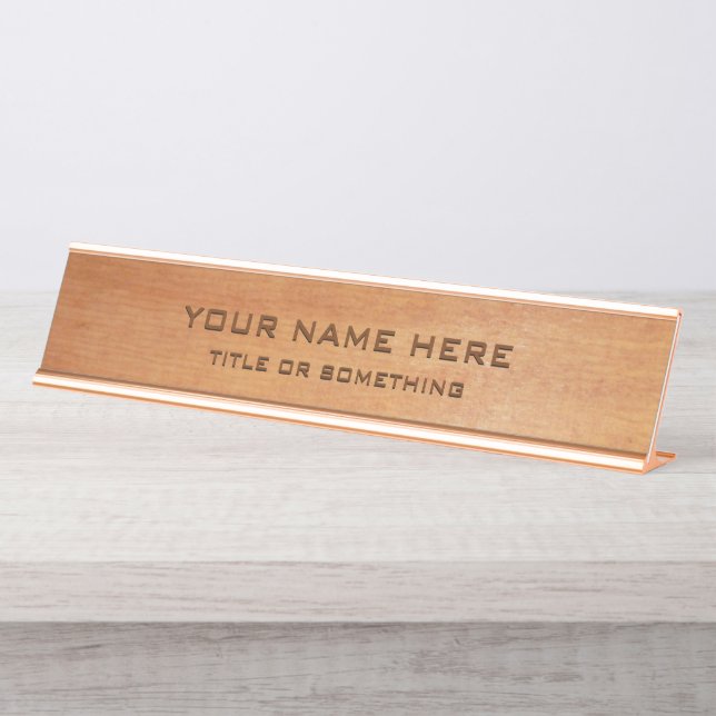 Wood Print Desk Name Plate (Front)