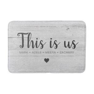 Wood Print This Is Us Heart Bath Mat