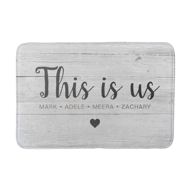Wood Print This Is Us Heart Bath Mat (Front)