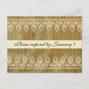 Wood Rings RSVP Postcard, gold tint Invitation Postcard