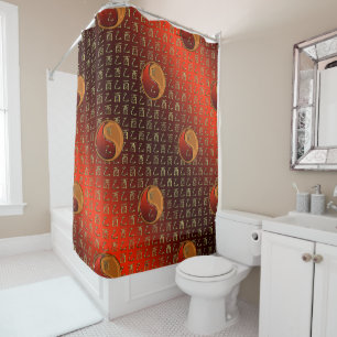 Wood Rooster Shower Curtain