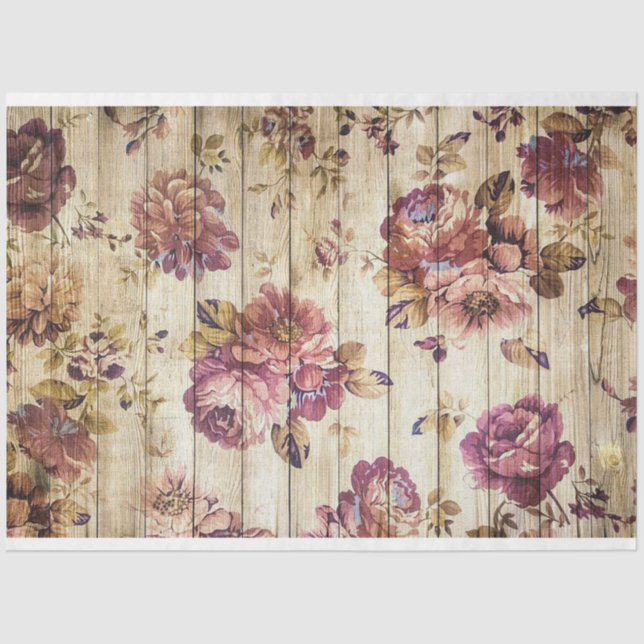 Wood Rose Modern Popular Floral Tissue Paper (Front)