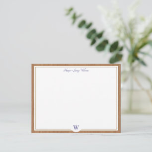 Wood Rustic Boho Monogram Custom Wedding Blue Card