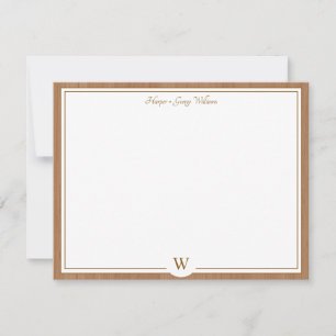 Wood Rustic Boho Monogram Custom Wedding Brown Card
