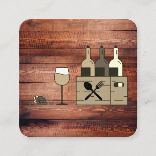 Wood Rustic Box of Wine Square Business Card