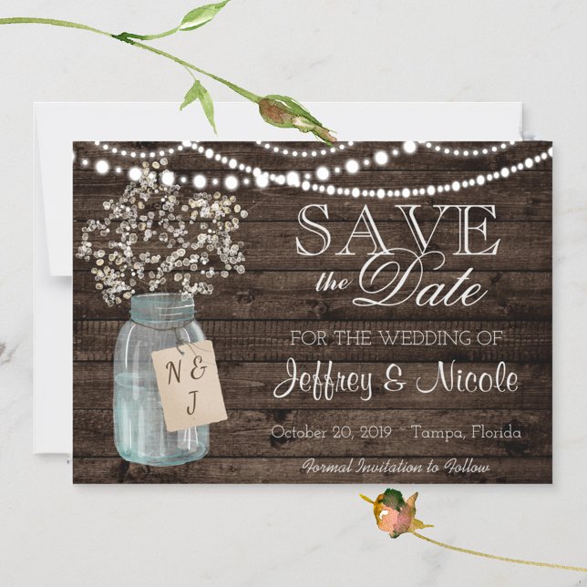 Wood Rustic Country Barn Wedding Save Date Magnetic Invitation (Creator Uploaded)