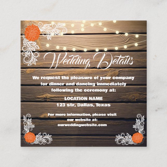 Wood Rustic Lace Enclosure Cards (Front)