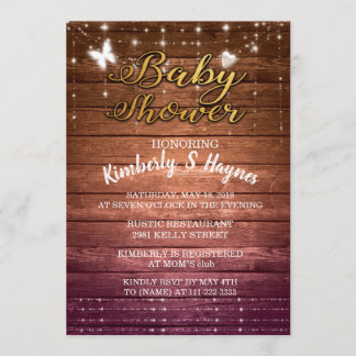 Wood Rustic Light Baby Shower Invitation