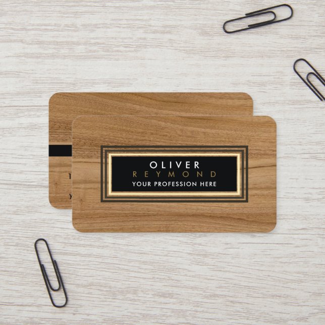Wood Rustic Modern Classic Professional  Business Card (Front/Back In Situ)