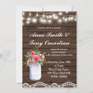 Wood Rustic Wedding Invitation
