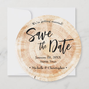 Wood Rustic Wedding Save the date with website Invitation