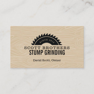 Wood Saw Stump Grinding Tan Black Woodgrain Business Card