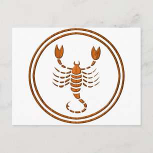 Wood Scorpio Zodiac Scorpion Astrology Sign Postcard