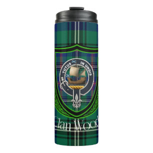 Wood Scottish Clan Tartan & Crest Thermal Tumbler