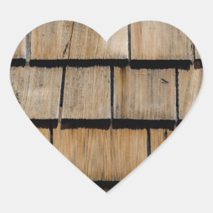 wood shingle heart sticker