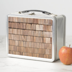Wood Shingle Metal Lunch Box